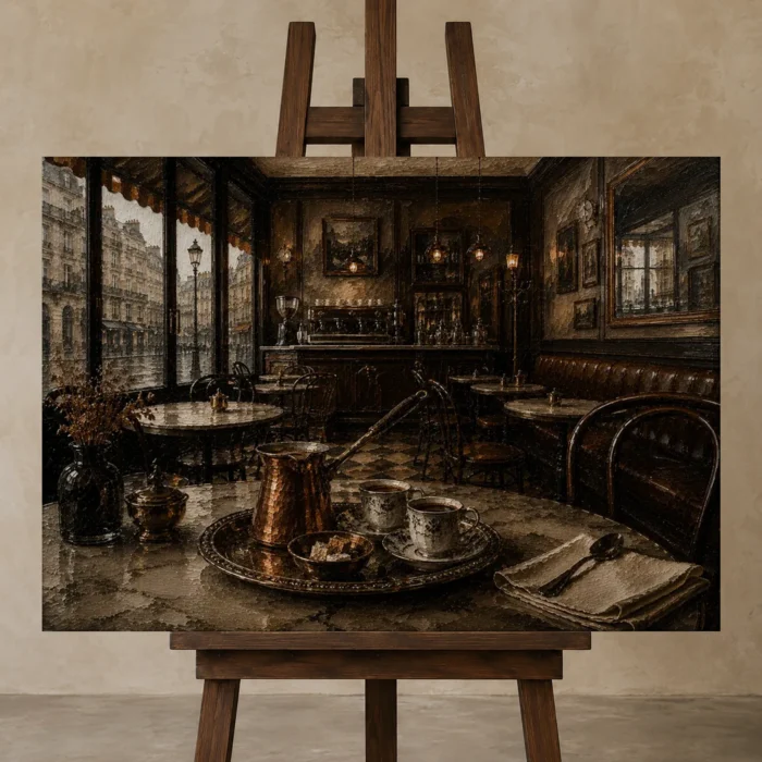 Premium Wall Art Yatay Html Edition – NM3-BRN-EP-H-003 displayed on a studio easel