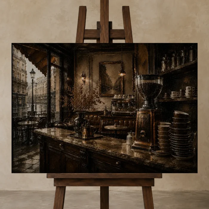 Premium Wall Art Yatay Html Edition – NM3-BRN-EP-H-005 displayed on a studio easel