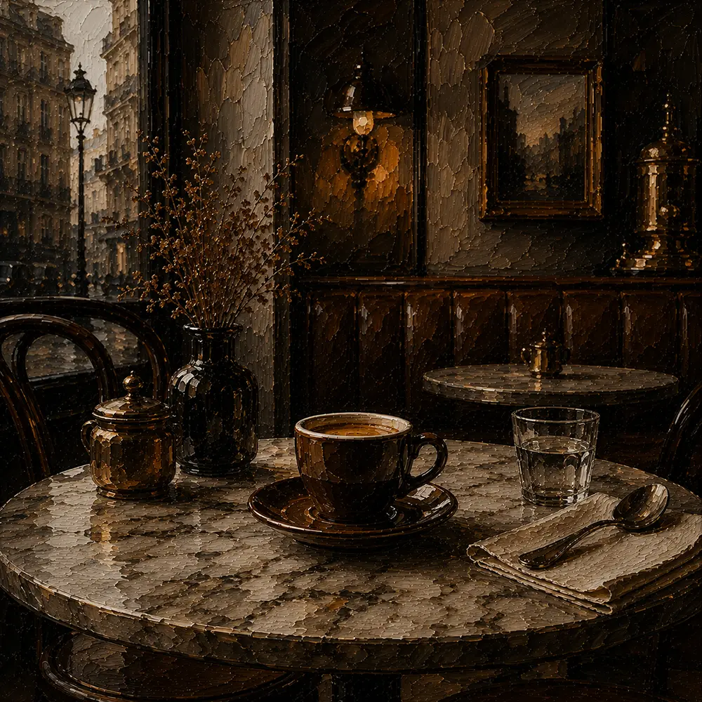 Espresso Cabinet Single Espresso Cup Brown Kitchen Wall Art
