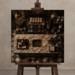 Premium Wall Art Kare Html Edition – NM3-BRN-EP-S-002 displayed on a studio easel