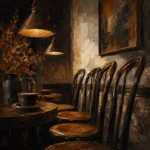 Espresso Study Row Of Café Chairs Brown Breakfast Nook Wall Art