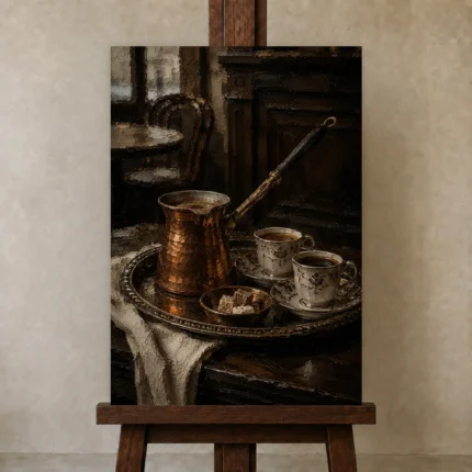 Premium Wall Art Dikey Html Edition – NM3-BRN-EP-V-003 displayed on a studio easel