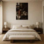 Premium Wall Art Dikey Html Edition – NM3-BRN-EP-V-003 showcased in an elegant minimalist interior