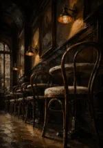 Espresso Portrait Row Of Café Chairs Brown Breakfast Nook Wall Art