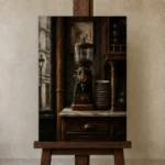 Premium Wall Art Dikey Html Edition – NM3-BRN-EP-V-005 displayed on a studio easel