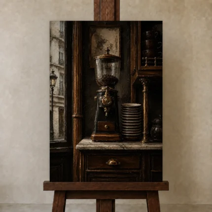 Premium Wall Art Dikey Html Edition – NM3-BRN-EP-V-005 displayed on a studio easel