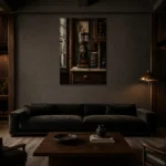 Premium Wall Art Dikey Html Edition – NM3-BRN-EP-V-005 shown in a warm modern interior
