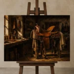 Premium Wall Art Yatay Html Edition – NM3-BRN-LC-H-001 displayed on a studio easel