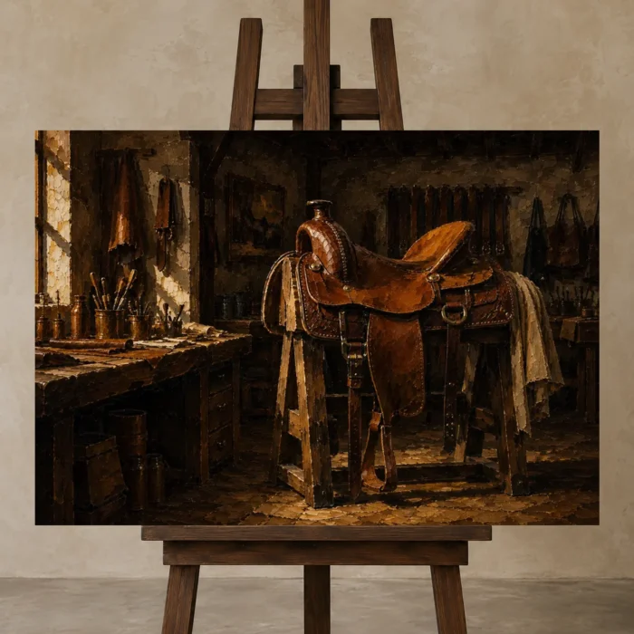 Premium Wall Art Yatay Html Edition – NM3-BRN-LC-H-001 displayed on a studio easel