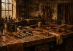 Leather Salon Workbench Brown Living Room Wall Art