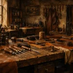 Leather Salon Workbench Brown Living Room Wall Art
