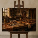 Premium Wall Art Yatay Html Edition – NM3-BRN-LC-H-002 displayed on a studio easel