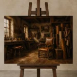 Premium Wall Art Yatay Html Edition – NM3-BRN-LC-H-005 displayed on a studio easel