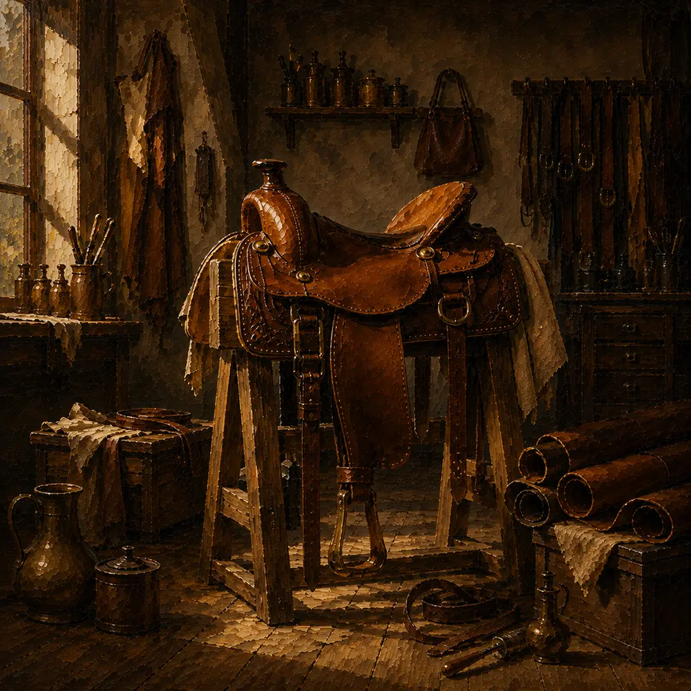 Leather Cabinet Handcrafted Saddle Brown Home Office Wall Art