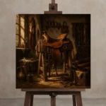 Premium Wall Art Kare Html Edition – NM3-BRN-LC-S-001 displayed on a studio easel