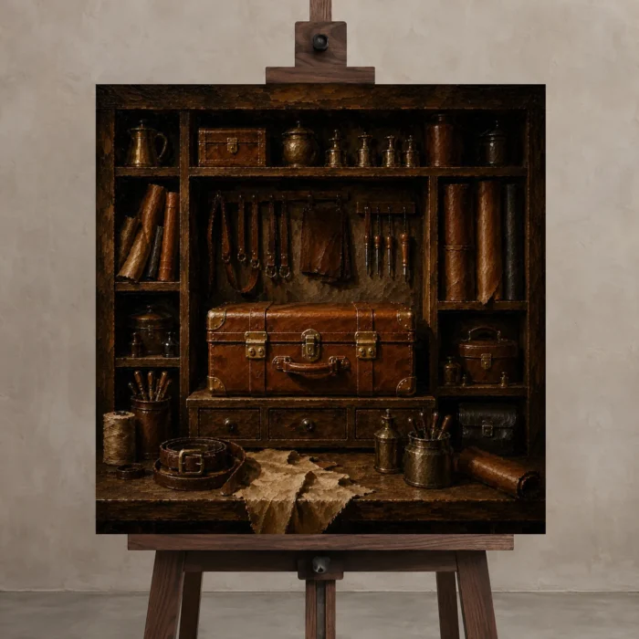 Premium Wall Art Kare Html Edition – NM3-BRN-LC-S-003 displayed on a studio easel
