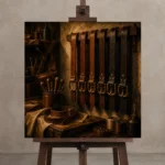 Premium Wall Art Kare Html Edition – NM3-BRN-LC-S-004 displayed on a studio easel
