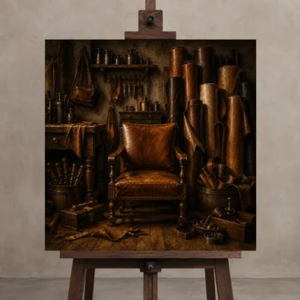 Premium Wall Art Kare Html Edition – NM3-BRN-LC-S-005 displayed on a studio easel