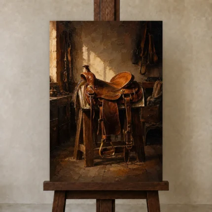 Premium Wall Art Dikey Html Edition – NM3-BRN-LC-V-001 displayed on a studio easel