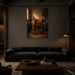 Premium Wall Art Dikey Html Edition – NM3-BRN-LC-V-001 shown in a warm modern interior