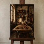 Premium Wall Art Dikey Html Edition – NM3-BRN-LC-V-002 displayed on a studio easel