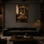 Premium Wall Art Dikey Html Edition – NM3-BRN-LC-V-002 shown in a warm modern interior