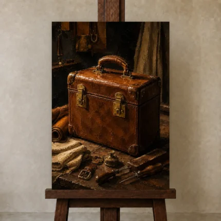 Premium Wall Art Dikey Html Edition – NM3-BRN-LC-V-003 displayed on a studio easel