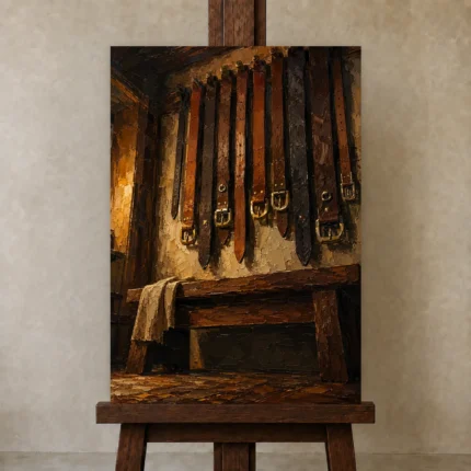 Premium Wall Art Dikey Html Edition – NM3-BRN-LC-V-004 displayed on a studio easel