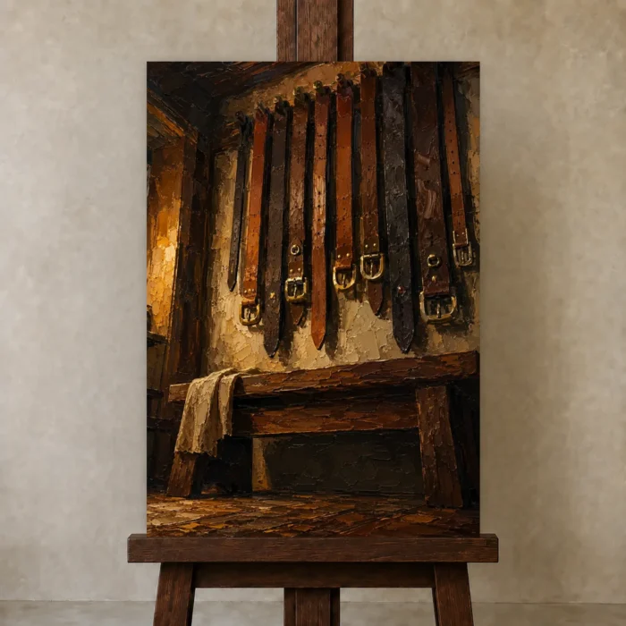 Premium Wall Art Dikey Html Edition – NM3-BRN-LC-V-004 displayed on a studio easel