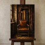 Premium Wall Art Dikey Html Edition – NM3-BRN-LC-V-005 displayed on a studio easel