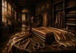 Tobacco Salon Folded Silk Lengths Brown Living Room Wall Art