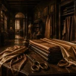 Tobacco Salon Folded Silk Lengths Brown Living Room Wall Art