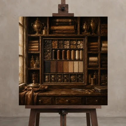 Premium Wall Art Kare Html Edition – NM3-BRN-TS-S-003 displayed on a studio easel