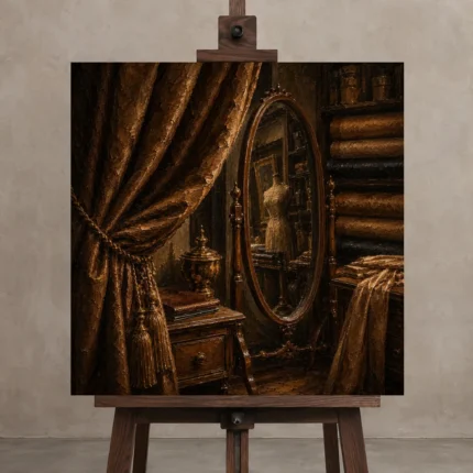 Premium Wall Art Kare Html Edition – NM3-BRN-TS-S-004 displayed on a studio easel
