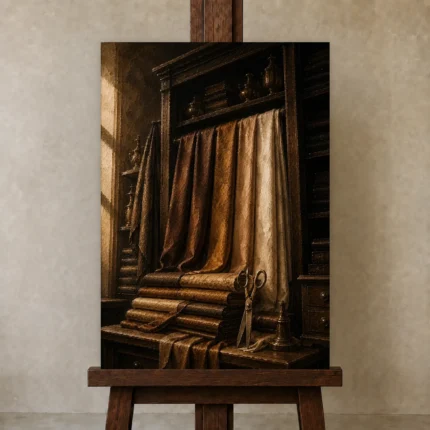 Premium Wall Art Dikey Html Edition – NM3-BRN-TS-V-002 displayed on a studio easel