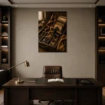 Premium Wall Art Dikey Html Edition – NM3-BRN-TS-V-003 displayed in a contemporary gallery-inspired room