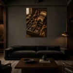 Premium Wall Art Dikey Html Edition – NM3-BRN-TS-V-003 shown in a warm modern interior