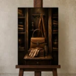 Premium Wall Art Dikey Html Edition – NM3-BRN-TS-V-005 displayed on a studio easel