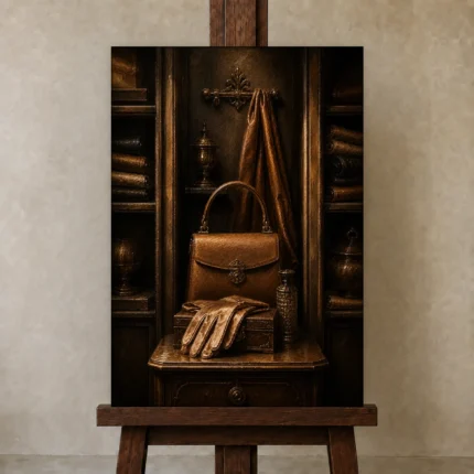 Premium Wall Art Dikey Html Edition – NM3-BRN-TS-V-005 displayed on a studio easel