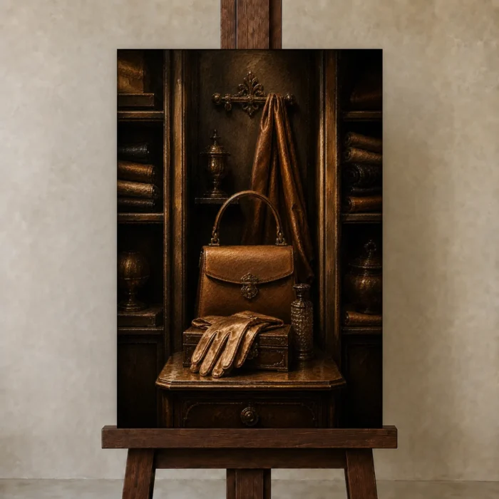 Premium Wall Art Dikey Html Edition – NM3-BRN-TS-V-005 displayed on a studio easel