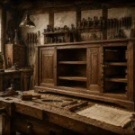 Walnut Procession Half-Finished Walnut Cabinet Brown Home Office Wall Art