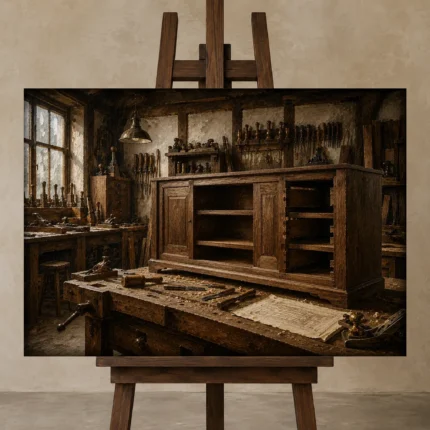 Premium Wall Art Yatay Html Edition – NM3-BRN-WW-H-001 displayed on a studio easel