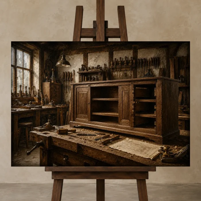 Premium Wall Art Yatay Html Edition – NM3-BRN-WW-H-001 displayed on a studio easel