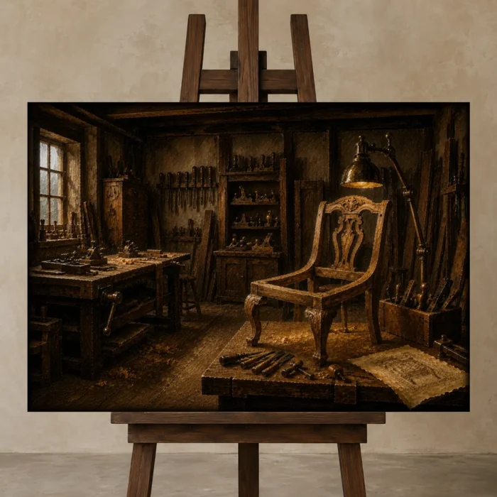 Premium Wall Art Yatay Html Edition – NM3-BRN-WW-H-003 displayed on a studio easel