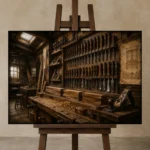 Premium Wall Art Yatay Html Edition – NM3-BRN-WW-H-004 displayed on a studio easel