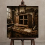 Premium Wall Art Kare Html Edition – NM3-BRN-WW-S-001 displayed on a studio easel
