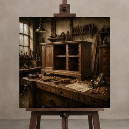 Premium Wall Art Kare Html Edition – NM3-BRN-WW-S-001 displayed on a studio easel