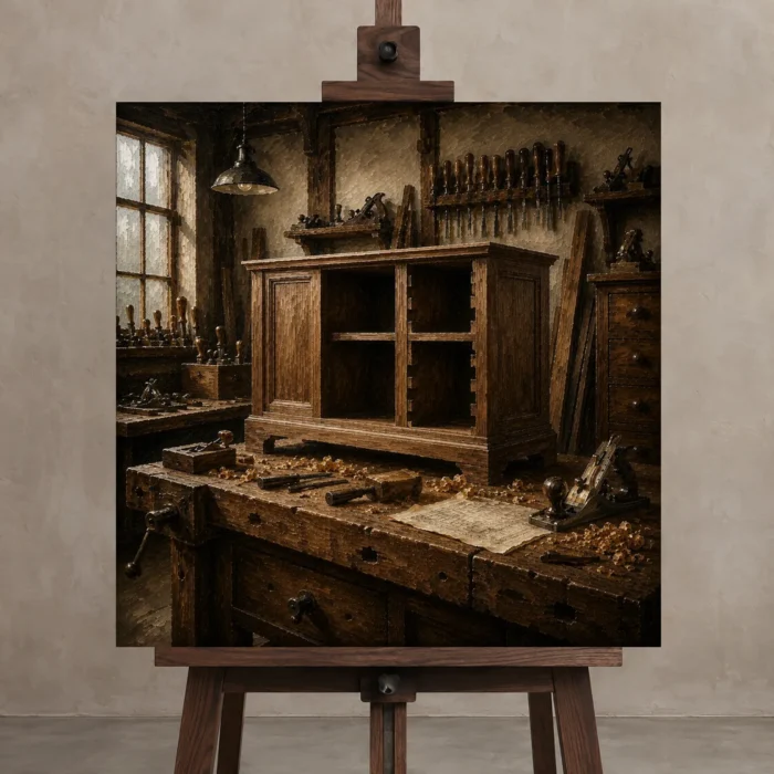 Premium Wall Art Kare Html Edition – NM3-BRN-WW-S-001 displayed on a studio easel