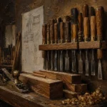 Walnut Study Wall Of Chisels Brown Home Office Wall Art