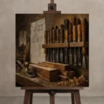 Premium Wall Art Kare Html Edition – NM3-BRN-WW-S-004 displayed on a studio easel